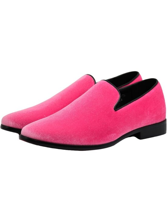 Enzo Romeo Men\'s Pink Vintage Velvet Loafer Tuxedo Slip On Formal Fashion Shoes main image 6
